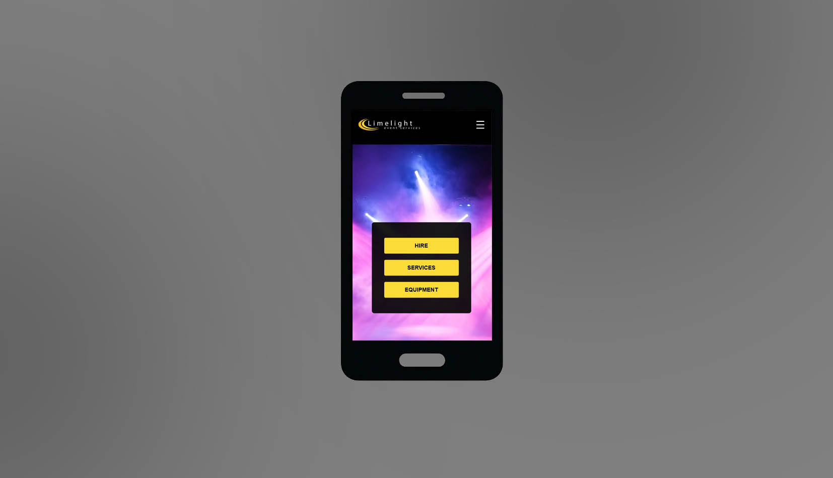 Limelight Event Services - Mobile View